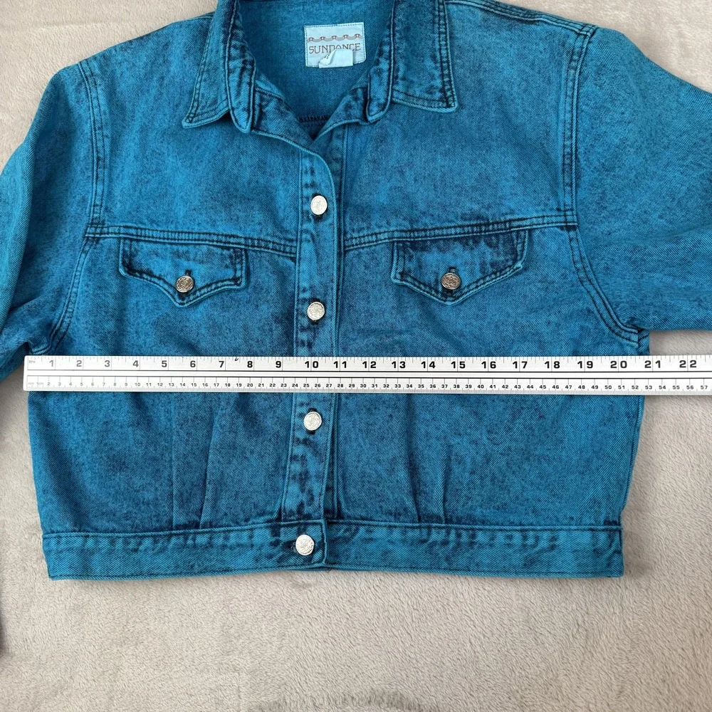 Vtg Sundance Denim Wear Jacket Pants Set Womens Sz L Acid Wash USA 90s 80s Artsy - Picture 11 of 16